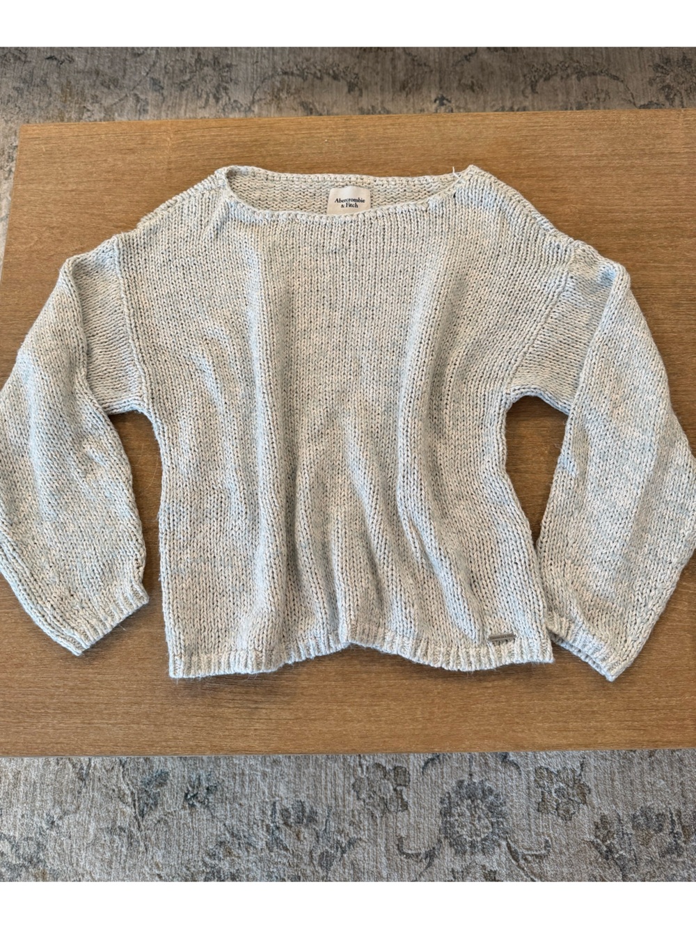 Abercrombie & Fitch Light blue & cream Knit Sweater - Women's L